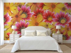 fotobehang kleurrijke bloemen - slaapkamer